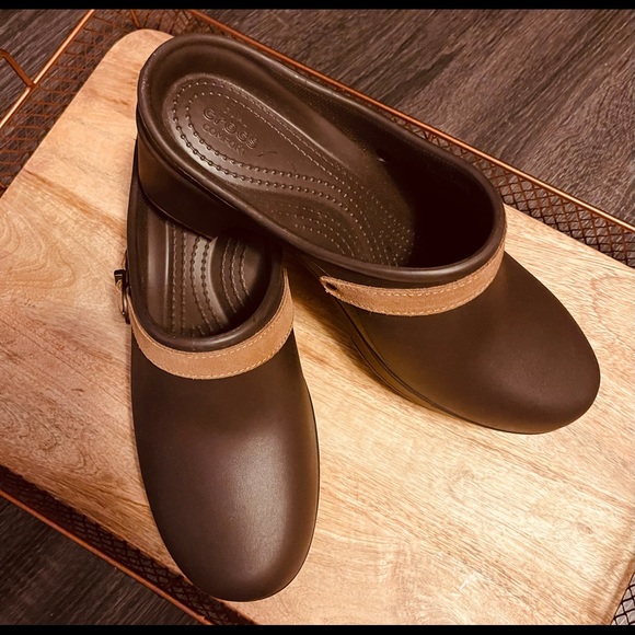 CROCS Shoes - Crocs Brown Leather Slip-on Crocs. size 11 W